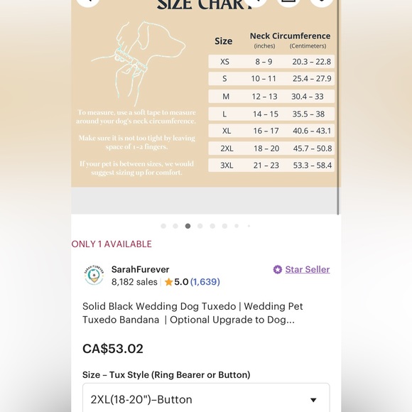 Wedding attire dog tux bandana - Picture 4 of 5